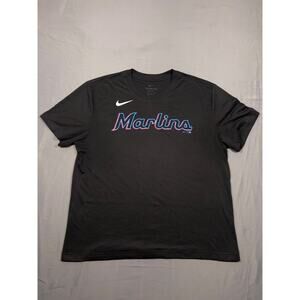 Nike Dri Fit Miami Marlins T Shirt Mens Medium Black MLB Baseball Tee